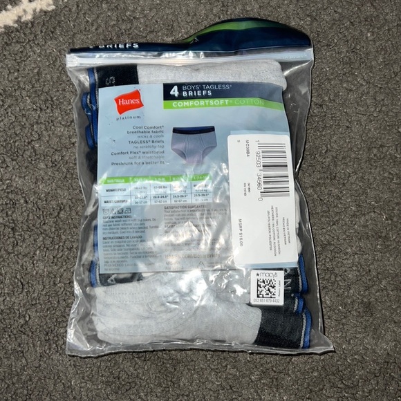 Hanes Platinum 4 Pair Pack Boy's Tagless Comfort Soft Boxer Briefs Size S/P 6-8 - Picture 4 of 4
